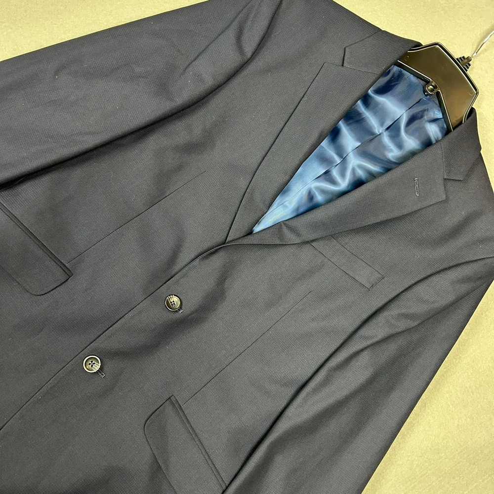 Kenneth Cole Reaction Suit Jacket Techni-Cole Men 40L Navy Blue